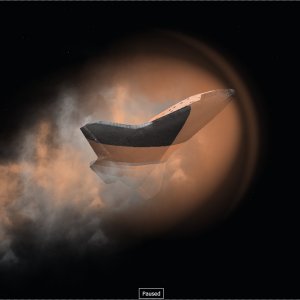 The Space Shuttle, blazing at 800 Celsius at 44 km. altitude