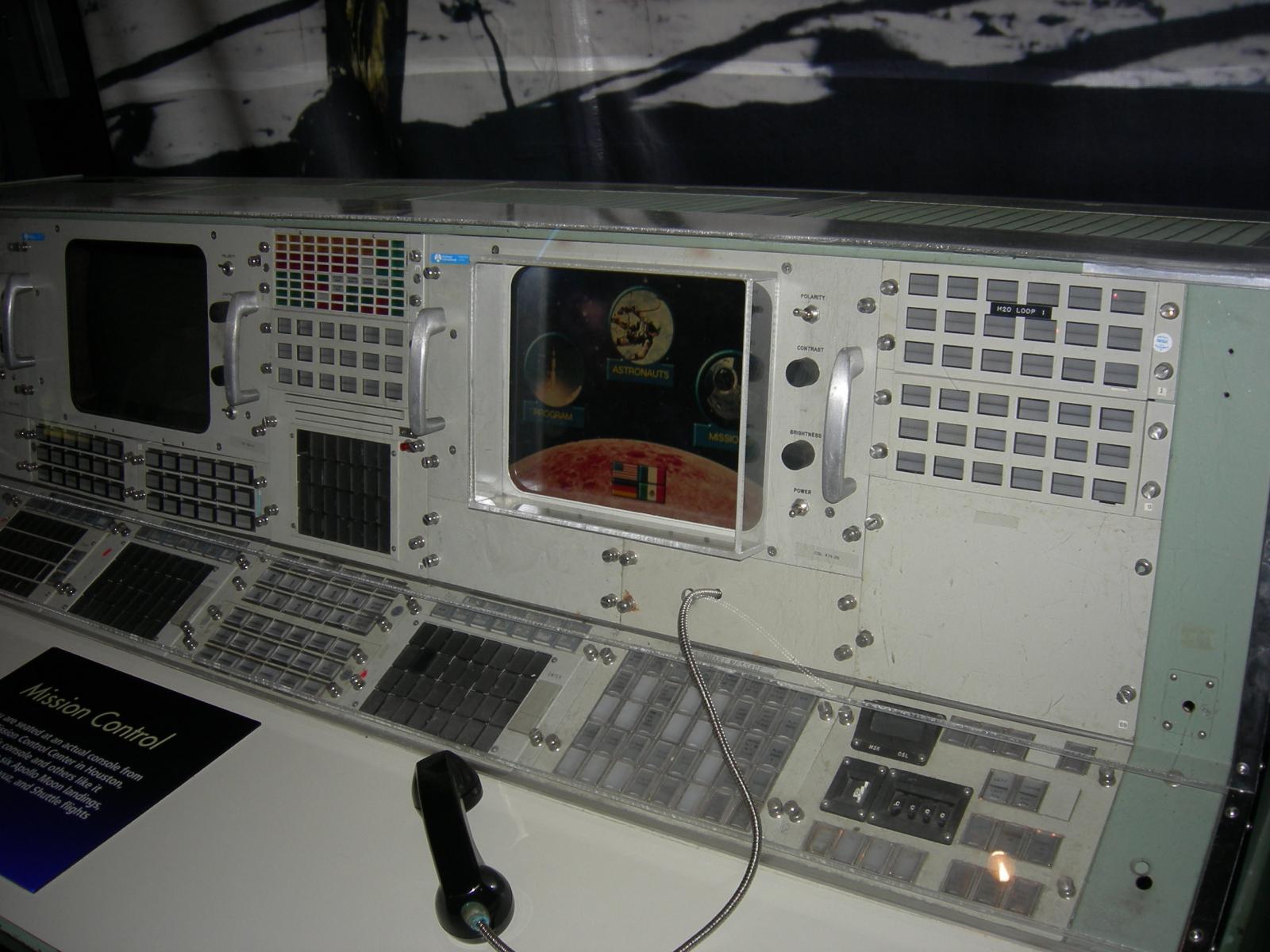 A mockup of the apollo era mission control