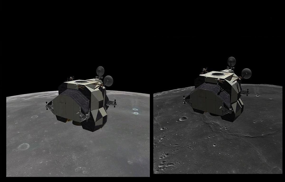 AMSO Apollo 16 360 degree Yaw on the Moon Orbiter 2010P1 vs Orbiter 2016