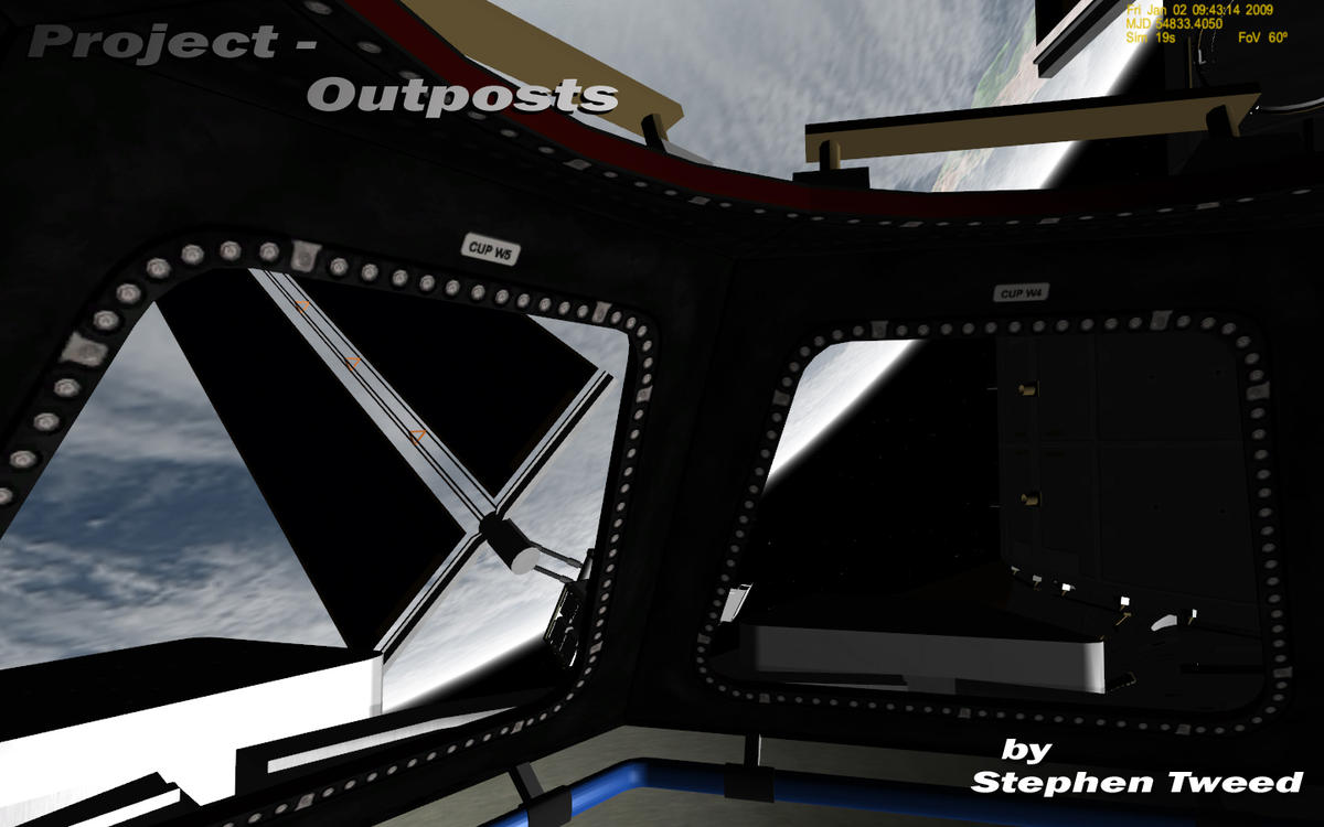 Another view from in side one of the Cupola modules. Look out over the Earth below.