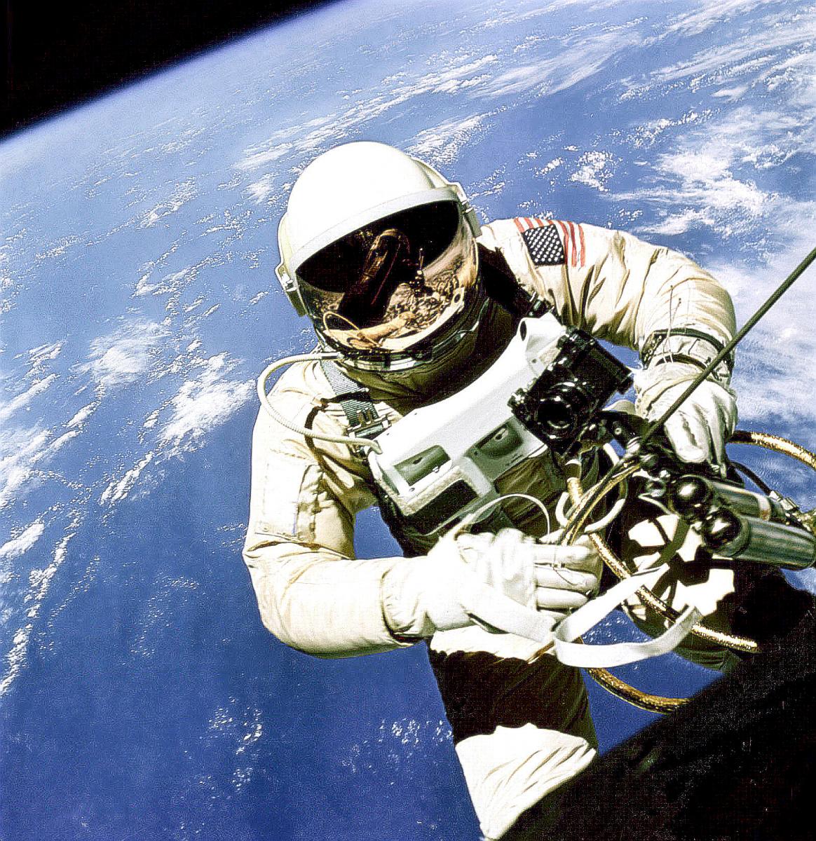 Ed White in his spacealk on Gemini 4 (edited)