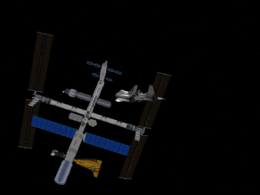 Flying around the station.