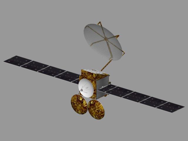 Front view of the API-110 (L7-97803/LTDRSS) prototype satellite bus.
This satellite has been custom built for the LTDRSS project, which enables highly