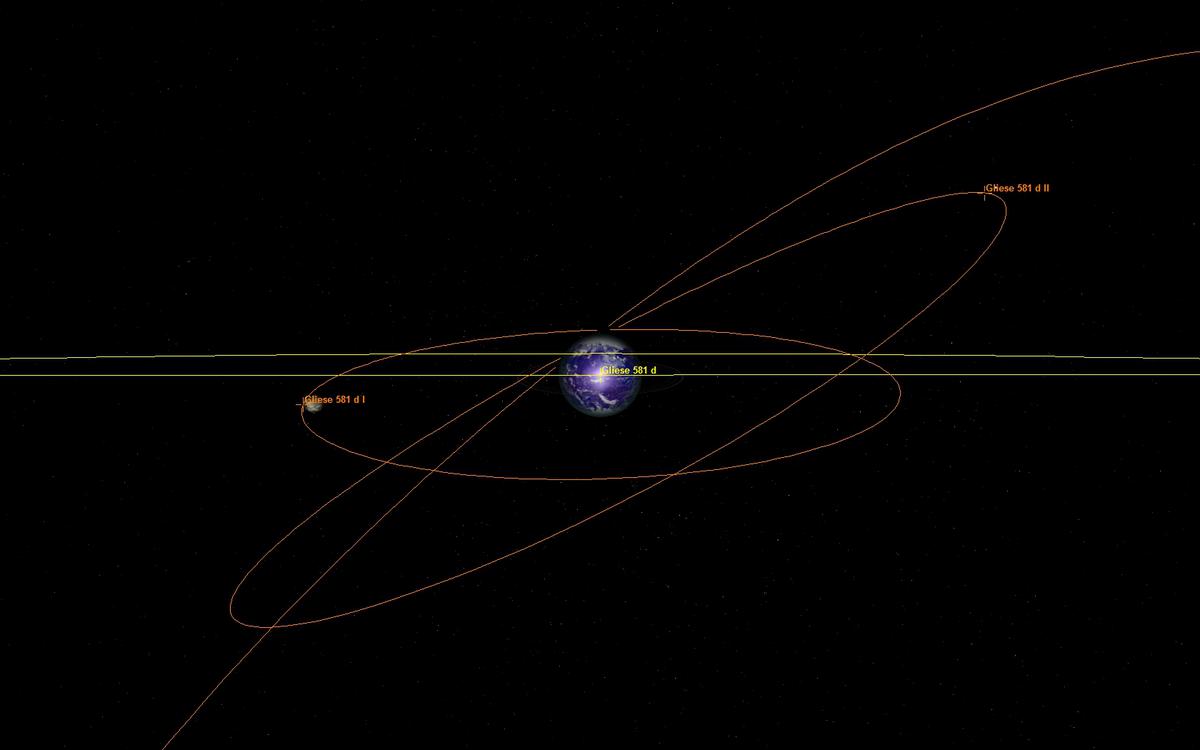 Gliese 581 d moon orbit angled