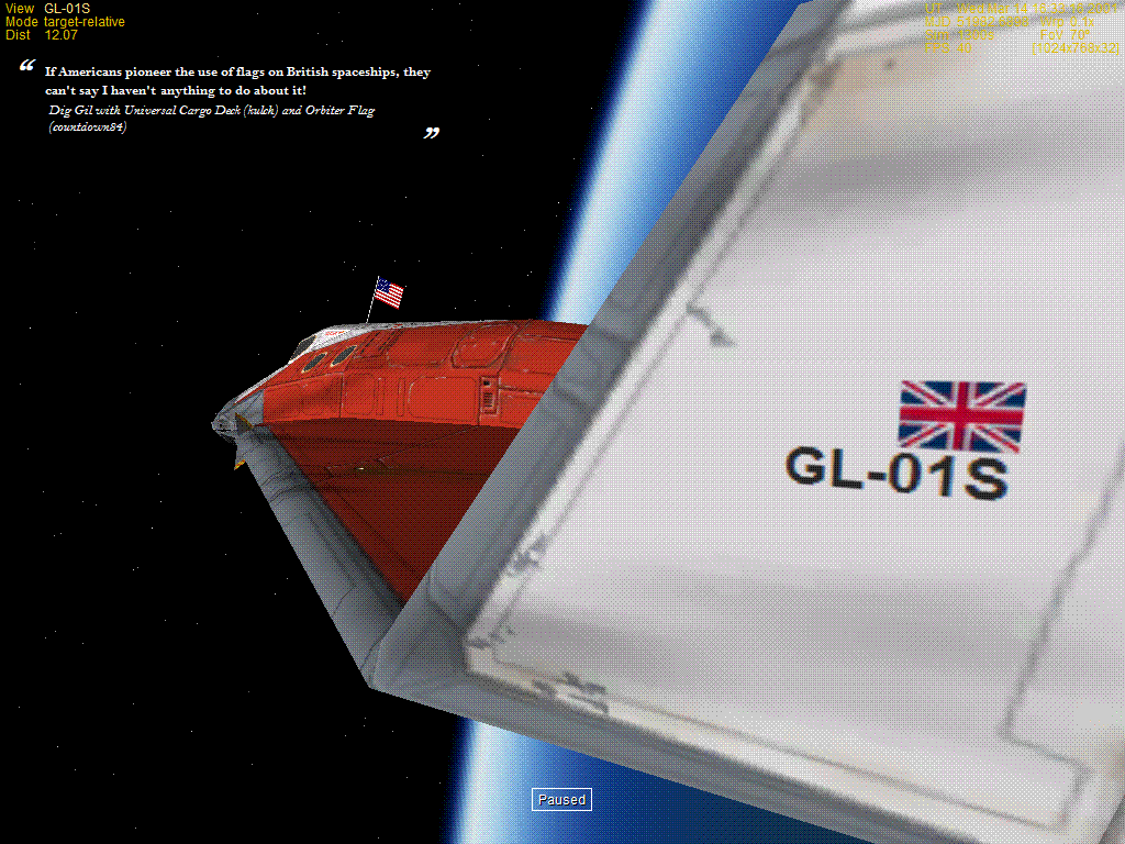 In this one I was testing the Flag AddOn, but I though, what about if it were on a spaceship so I could the potential of the two AddOns (the Flag and 