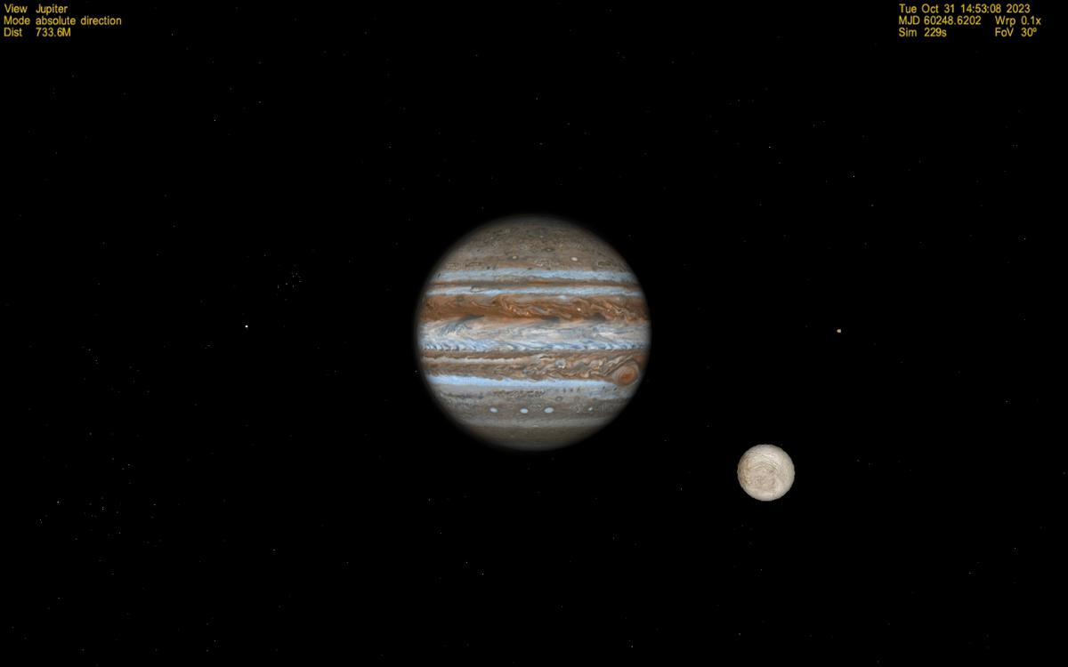 Jupiter, with Europa in the Foreground.