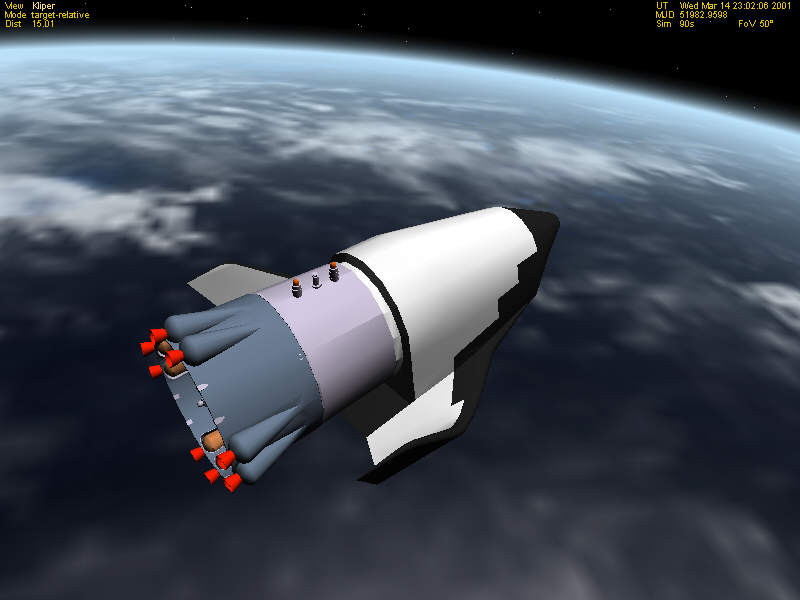Kliper in orbit, with LVA still attached.