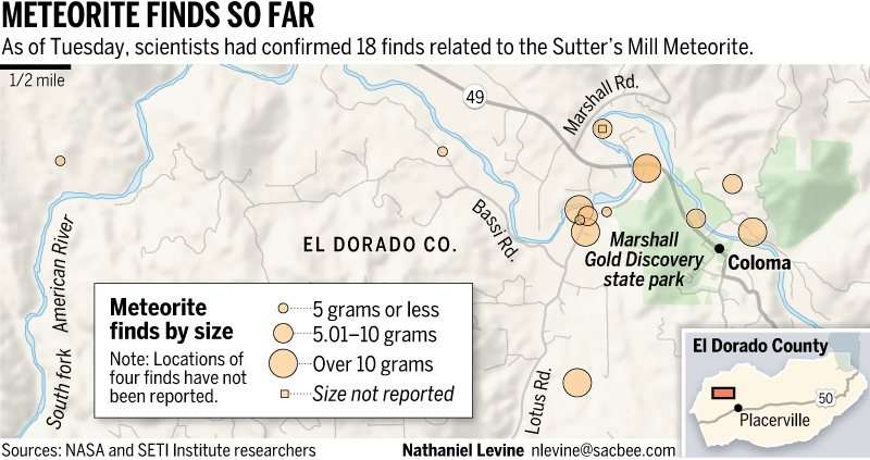 map of the Sutter's Mill meteorite footprint.