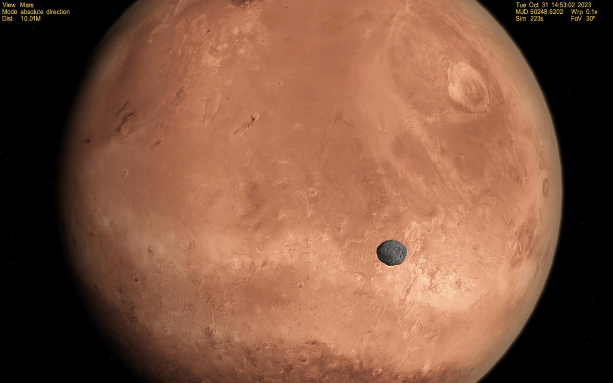 Mars, with Phobos in the foreground
