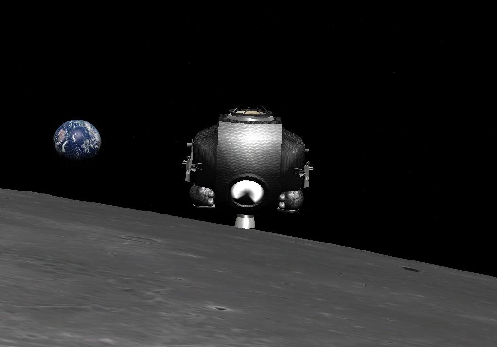 MAV crew module over the Moon, observing a moonrise