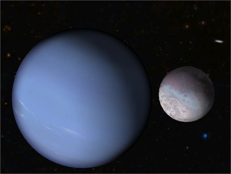 Neptune, with Triton in the foreground