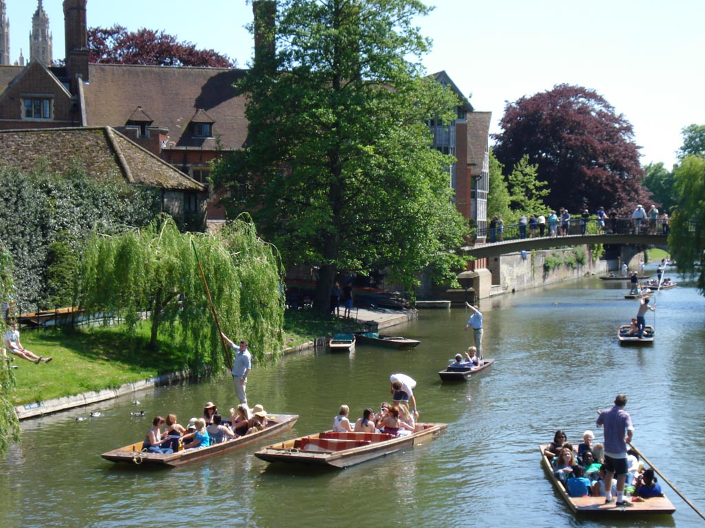 Punting on the river Cam (in front of Trinity?)