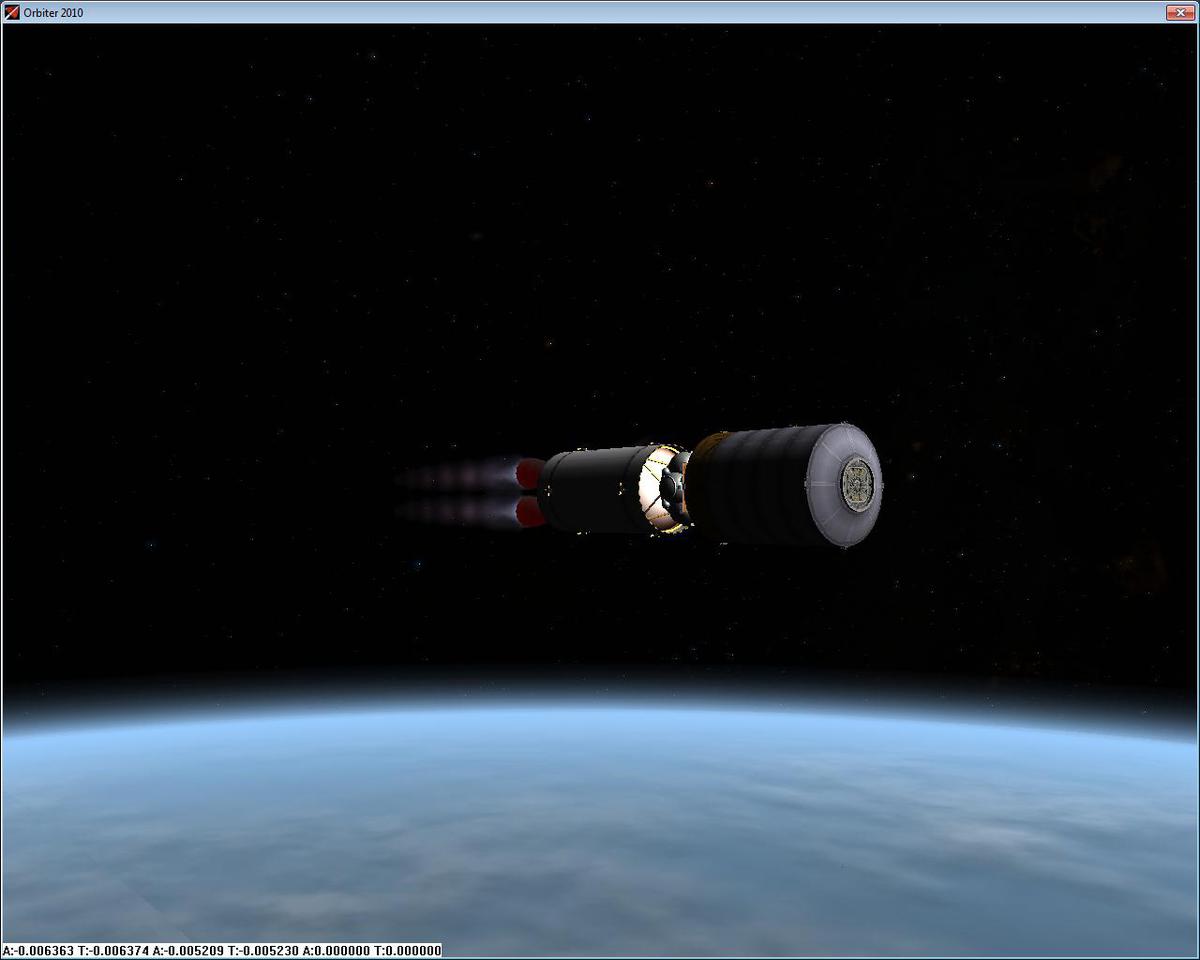 Sirius pushing a stack of a Fregat (Neptune-1 mesh on the stock Velcro Fregat .cfg) and a Pressurized Logisitics Vehicle. All-up payload weight: ~20.5