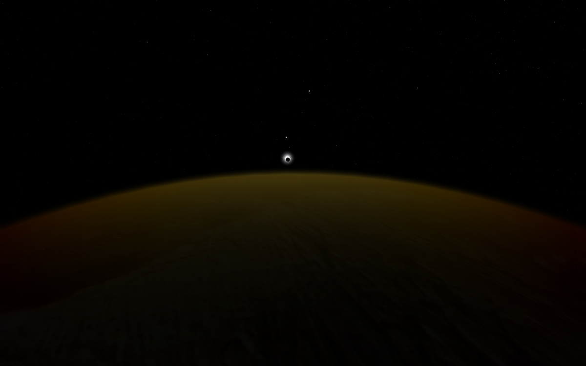 Solar Eclipse of Mare Infinitus, viewed from Tholin. (55 Cancri Star Frontiers)