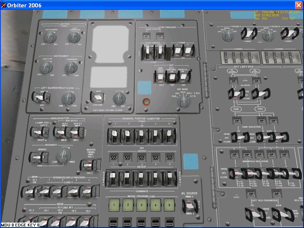 Space Shuttle Ultra 
Panel O6: GPC controls and star tracker switches