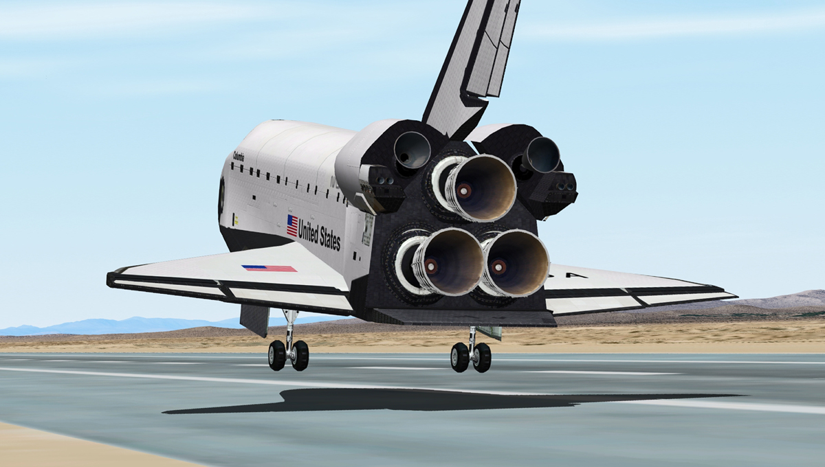 STS-4 rear view landing at Edwards AFB
