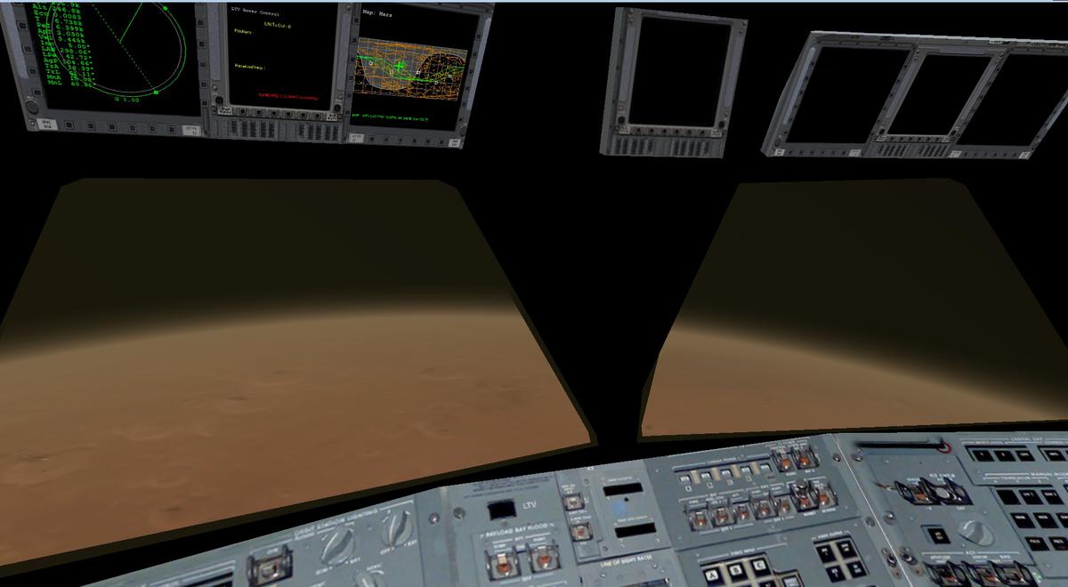 The Cockpit of the Martian Transfer Vehicle, overlooking the red planet, Mars.