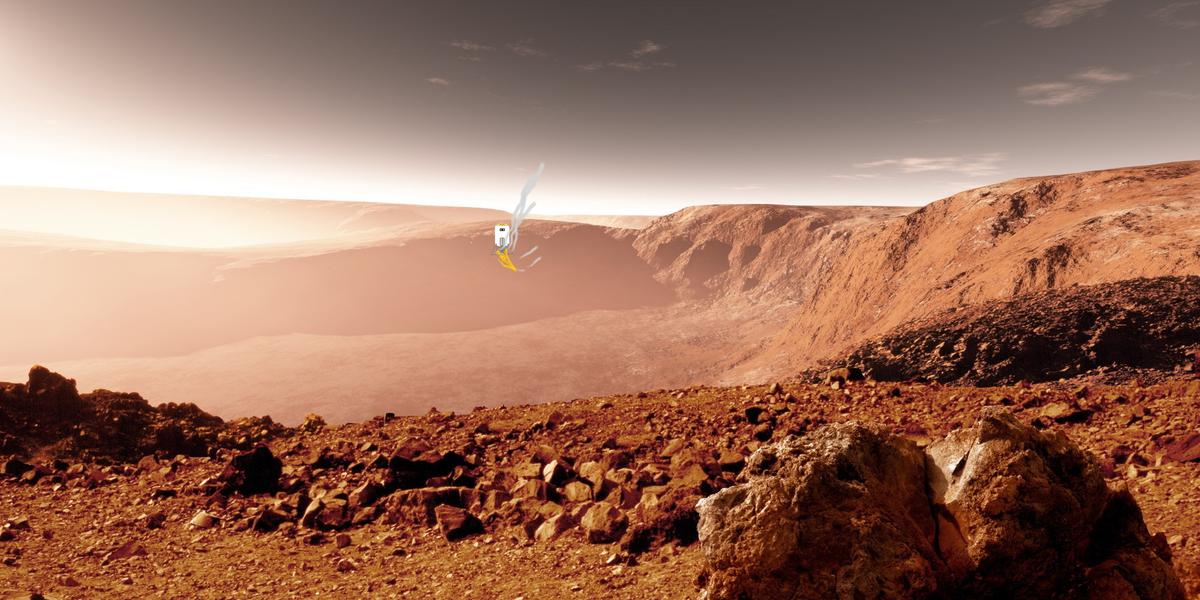 The Mars Transfer Vehicle (Pheonix LTV) landing on the Martian surface.