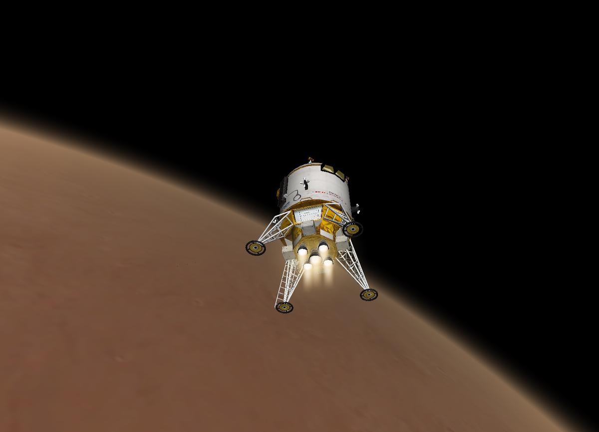 The Martian Transfer Vehicle on descent phase.