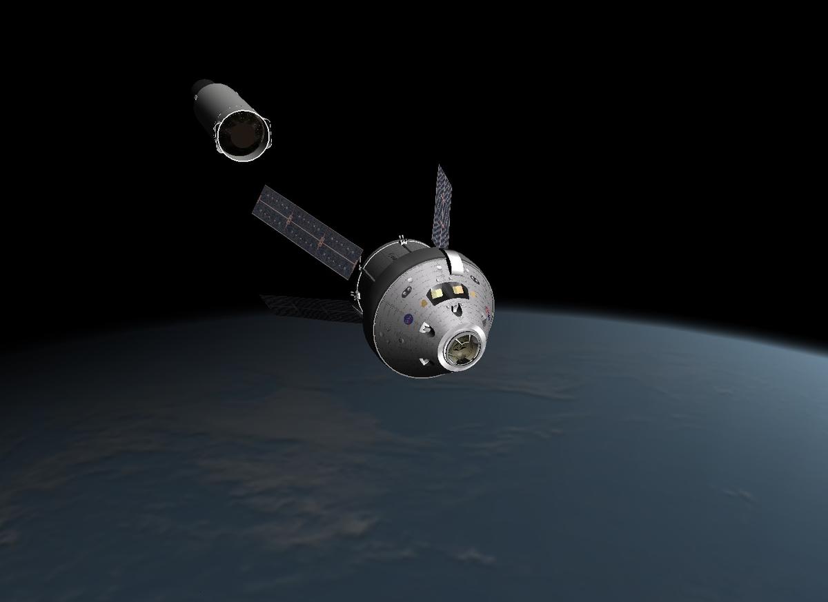 The Orion MPCV detaching from the Falcon Heavy Second Stage on it's way to the MOHV
