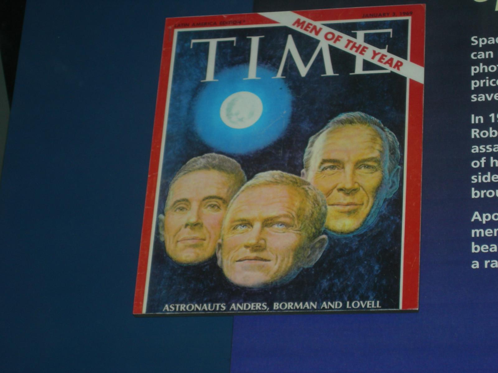Time Magazine's men of the year featuring Bill Anders, Frank Borman, and Jim Lovell for their Apollo 8 mission around the moon