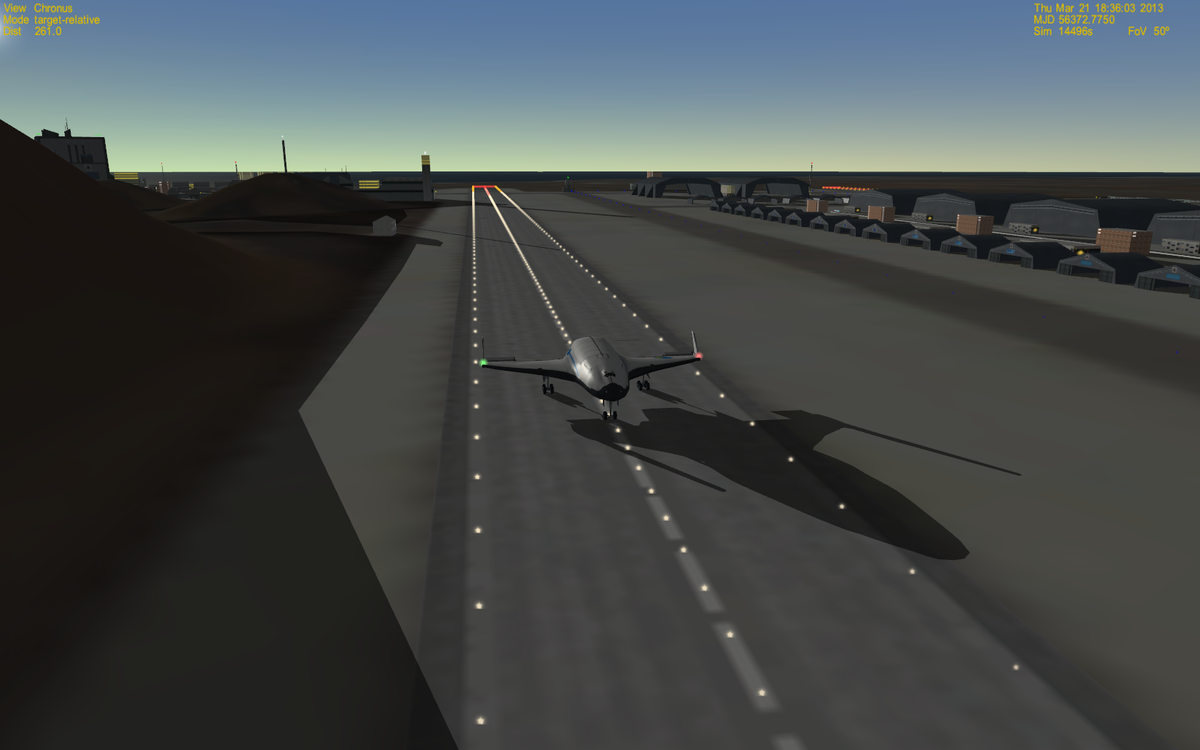 Touchdown! Chronus during landing roll on the runway.