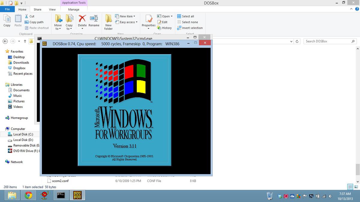 Windows 3.11 running under DOSBox inside Windows 8